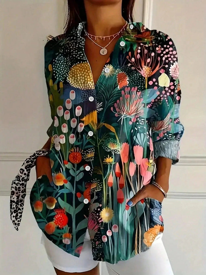Josie Colourful Floral Blouse with Button Front Foto 3