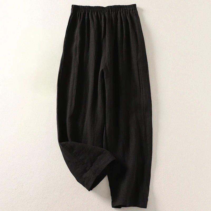 Kate Wide Linen Trousers with Elastic Waist Foto 3