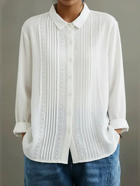 Scarlett | Blouse with Lace Trim and Pleated Front