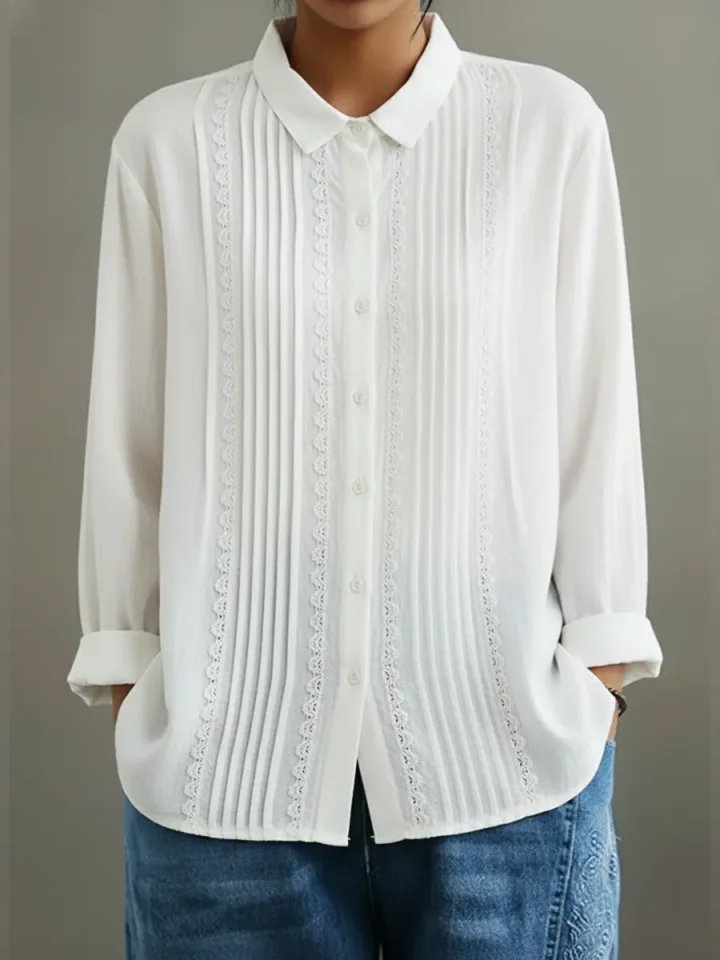 Kim Blouse with Lace Trim and Pleated Front Foto 1