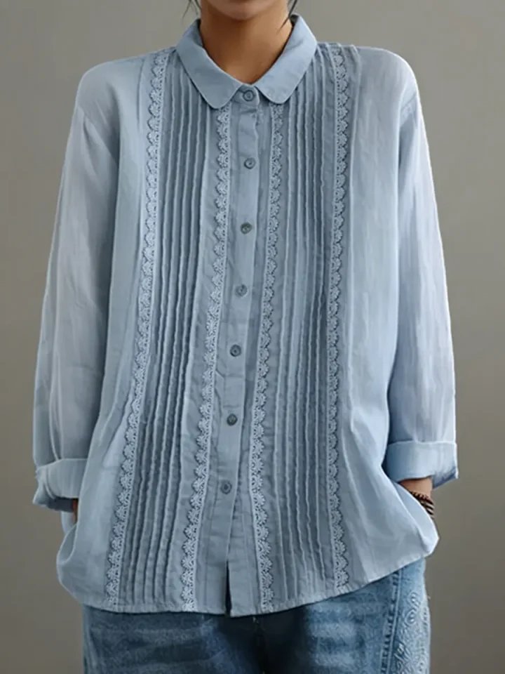 Kim Blouse with Lace Trim and Pleated Front Foto 2