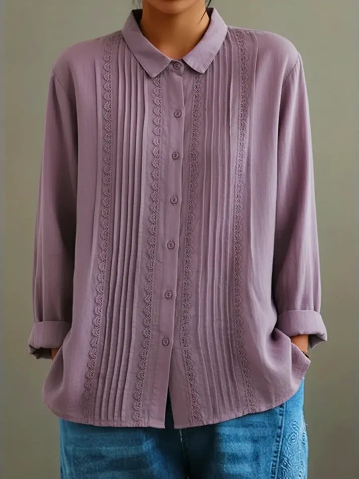 Kim Blouse with Lace Trim and Pleated Front Foto 4