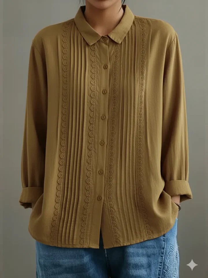 Kim Blouse with Lace Trim and Pleated Front Foto 5