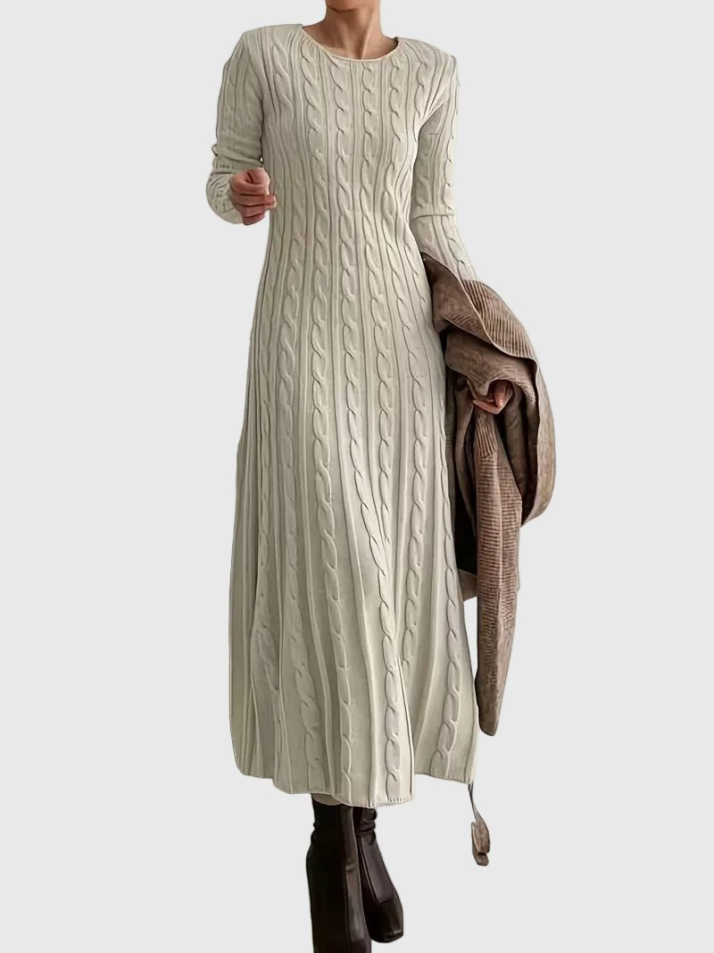 Knitted Dress for Women in Maxi Length in Aprikose