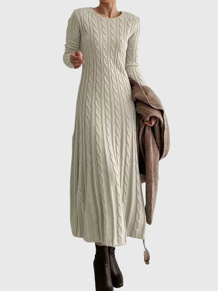 Knitted Dress for Women in Maxi Length in Aprikose