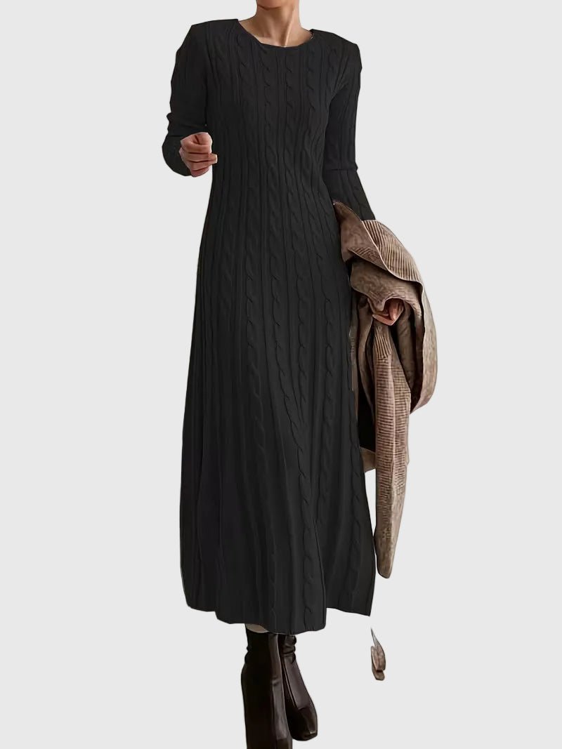 Knitted Dress for Women in Maxi Length in Black