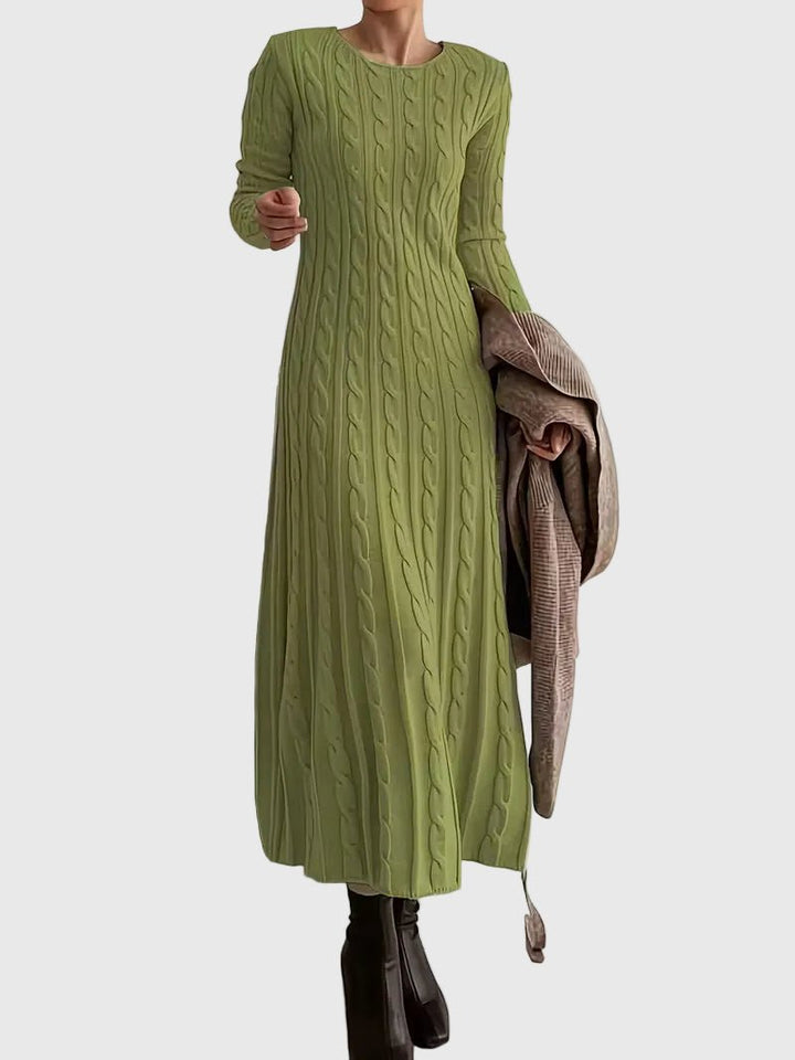 Knitted Dress for Women in Maxi Length in Green