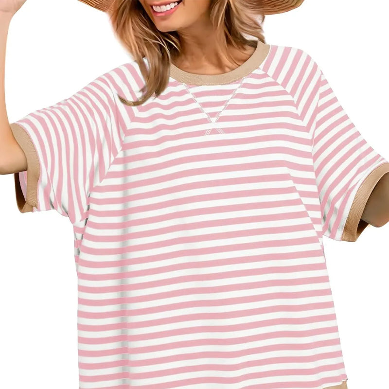 Lässiges Gestreiftes T-shirt Womens t-shirt (4)