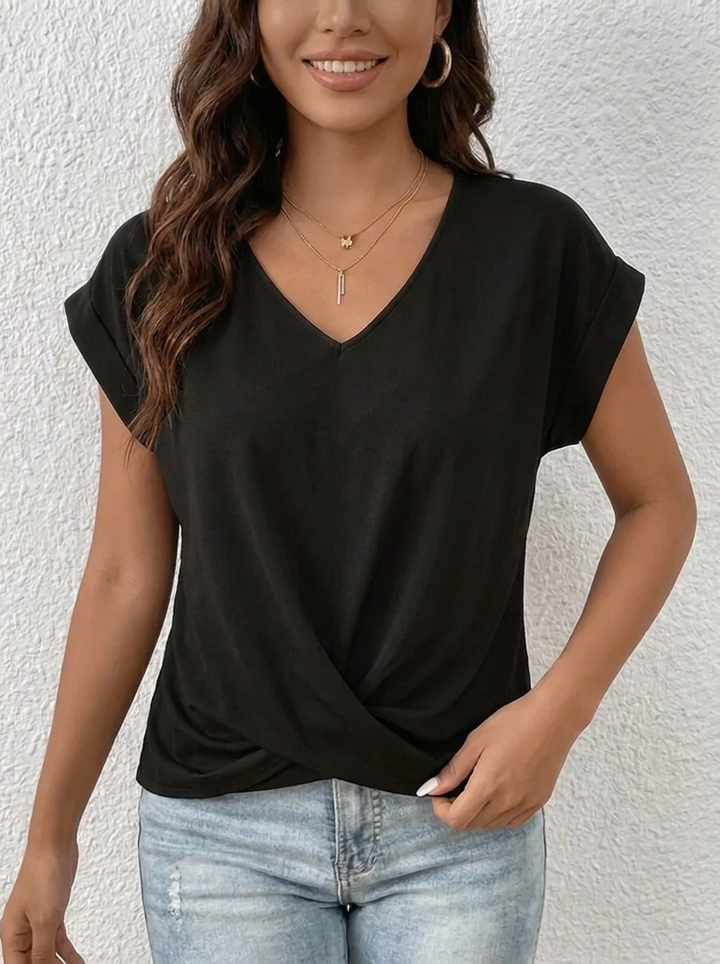 Lässiges T-Shirt mit V-Ausschnitt Womens (3)