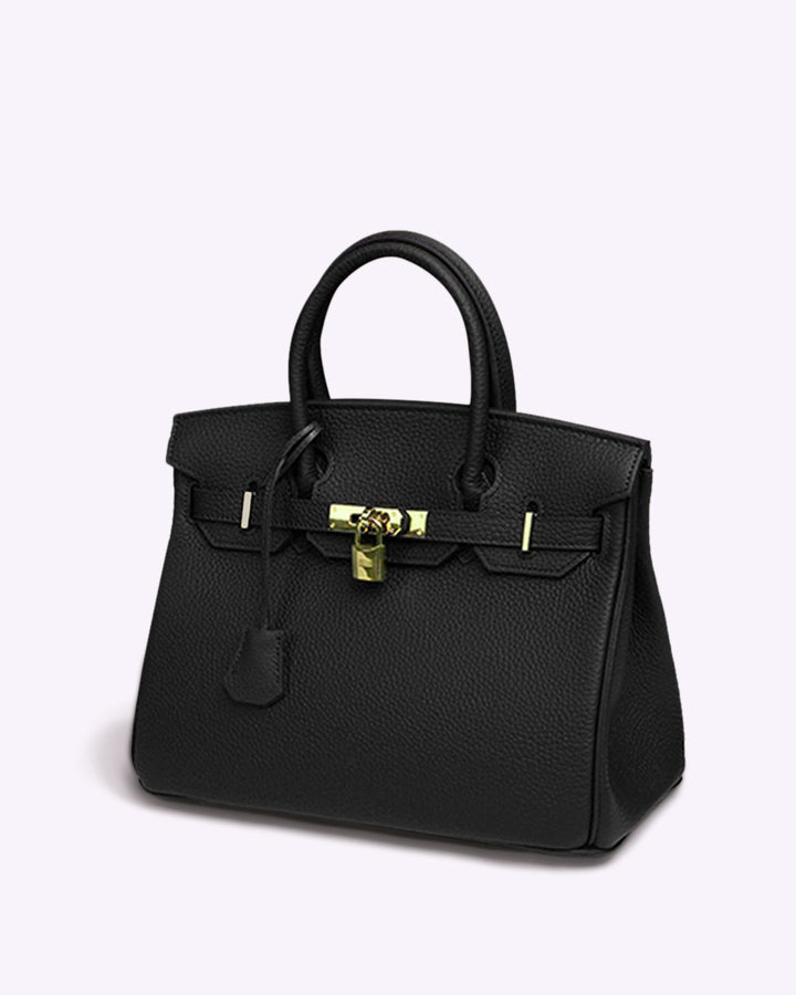 Leather Tote Bag for Everyday Work Essentials in Black