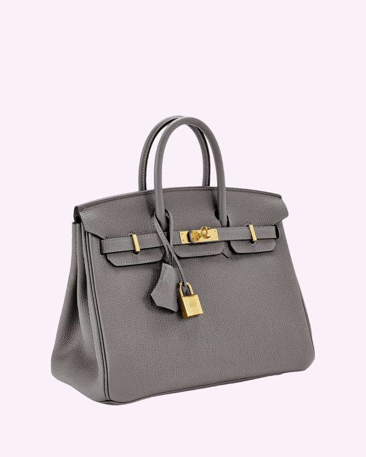 Leather Tote Bag for Everyday Work Essentials in Grey