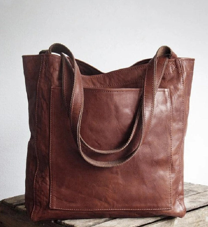 Leather Tote Bag for Women, Premium Everyday in Dark Brown