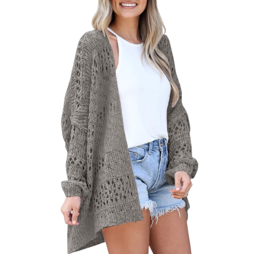 Lightweight Oversized Boho Cardigan for Women in Grey