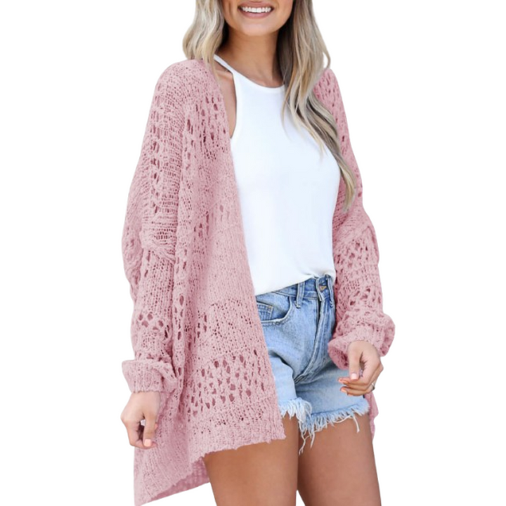 Lightweight Oversized Boho Cardigan for Women in Pink
