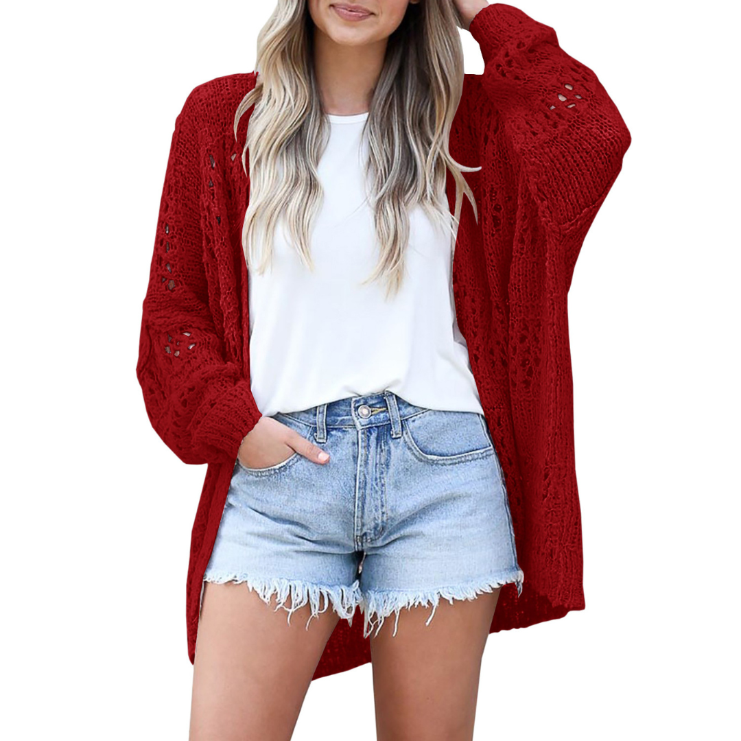 Lightweight Oversized Boho Cardigan for Women in Red