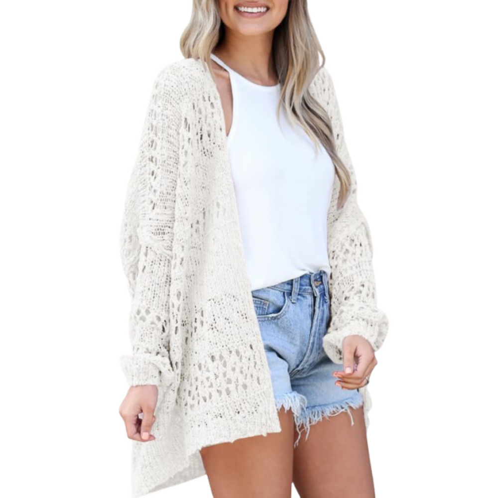 Lightweight Oversized Boho Cardigan for Women in White
