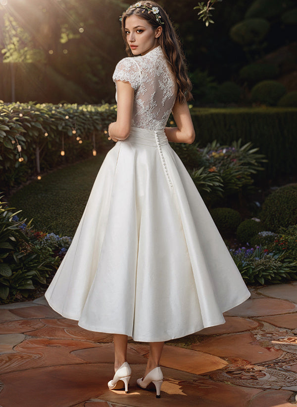 Lily Lace V-Neck Midi Wedding Guest Dress Foto 2