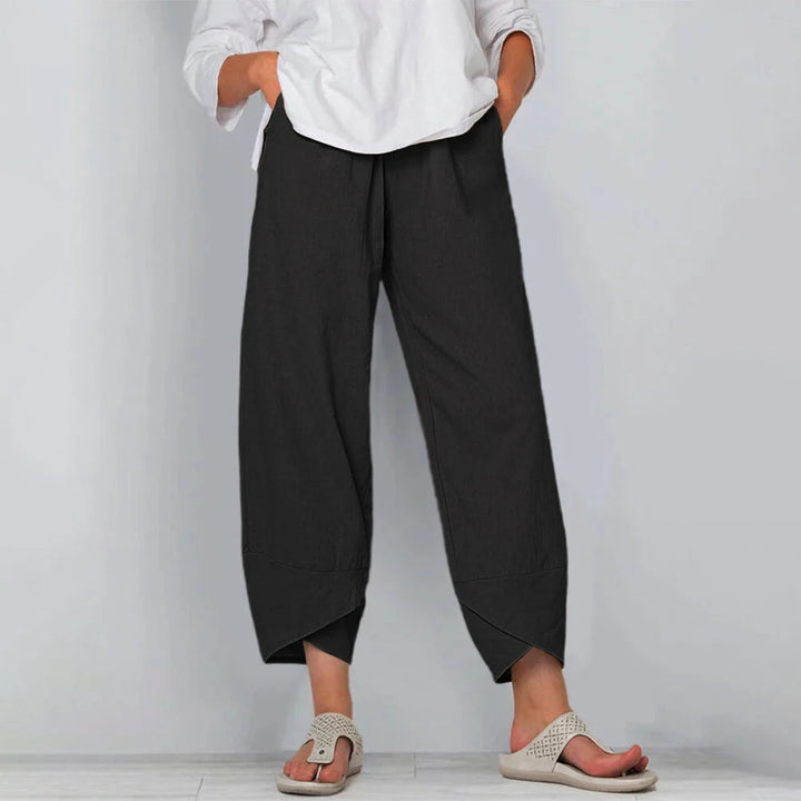 Linen Wide-Leg Pants in Black