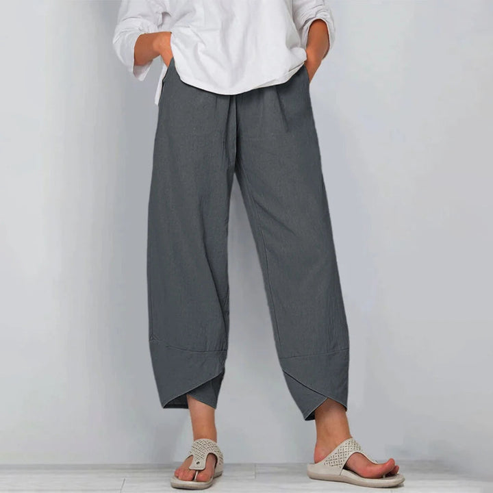 Linen Wide-Leg Pants in Grey