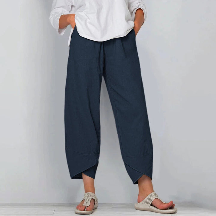 Linen Wide-Leg Pants in Navy