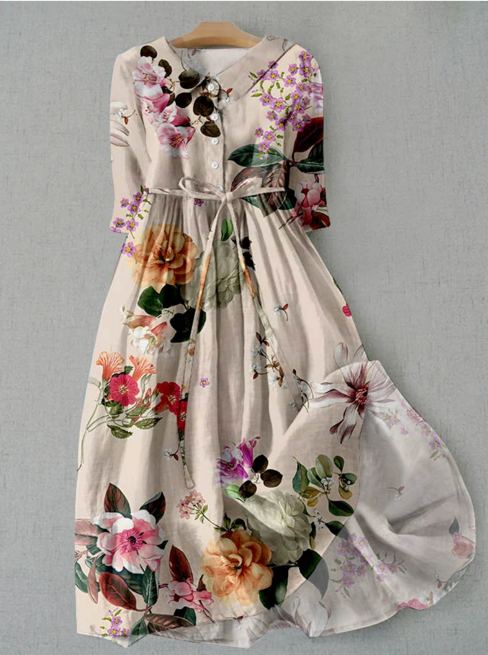 London | Linen dress with floral (2)
