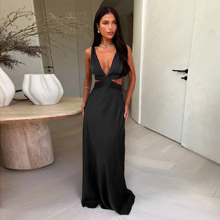 London Satin evening dress with cutouts in Yellow 5