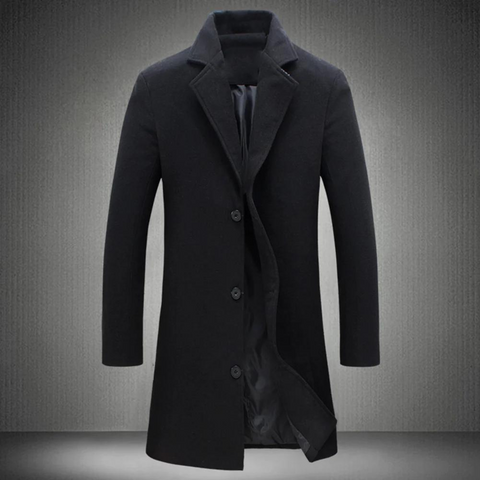 Long Tailored Men's Formal Autumn Jacket in Black