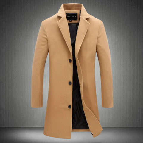 Long Tailored Men's Formal Autumn Jacket in Khaki