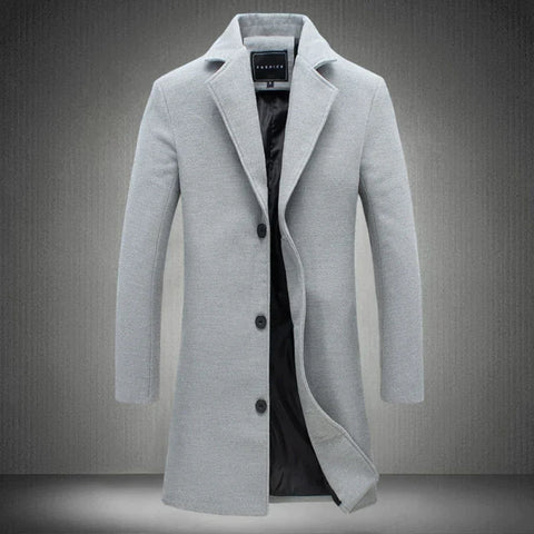 Long Tailored Men's Formal Autumn Jacket in Light Grey