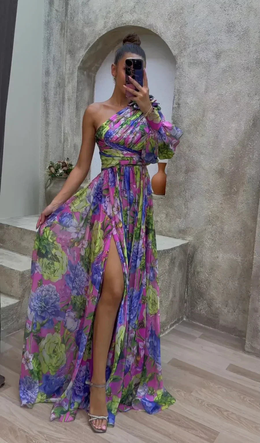 Martha Floral One-Shoulder Summer Maxi Dress Foto 1