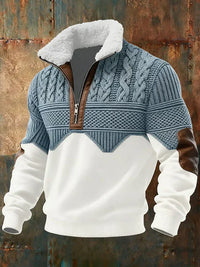 Henry | Men's Autumn Color-Blocked Knit Sweater with Half-Zip