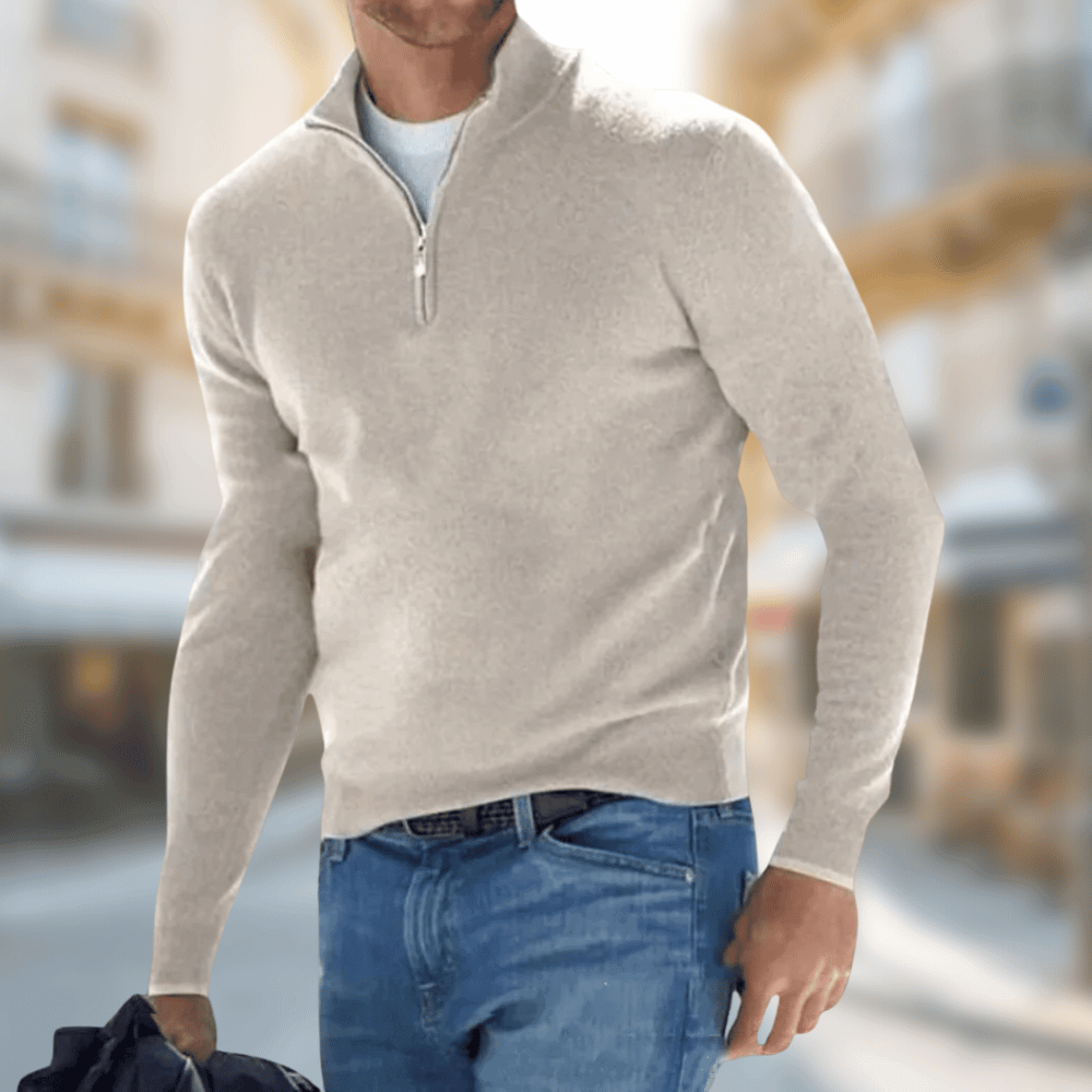 Men's Breathable Pullover for Autumn Layering in Beige