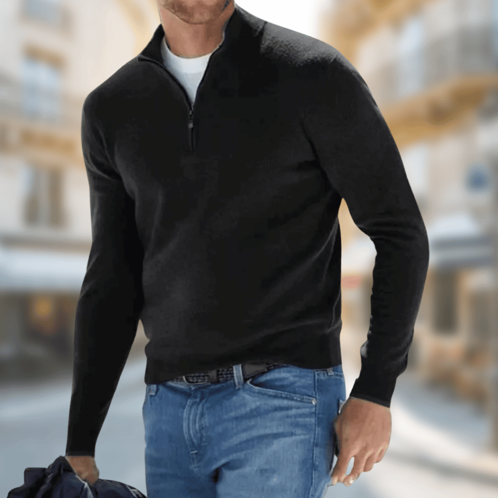 Men's Breathable Pullover for Autumn Layering in Black