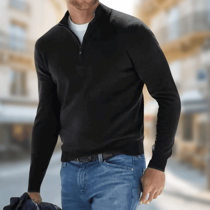 Men's Breathable Pullover for Autumn Layering in Black