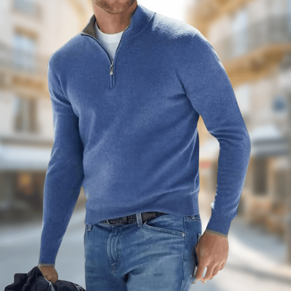 Men's Breathable Pullover for Autumn Layering in Blue