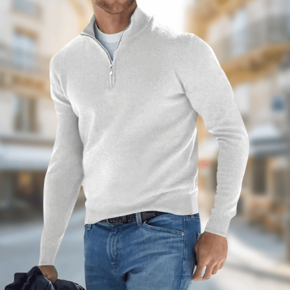 Men's Breathable Pullover for Autumn Layering in White