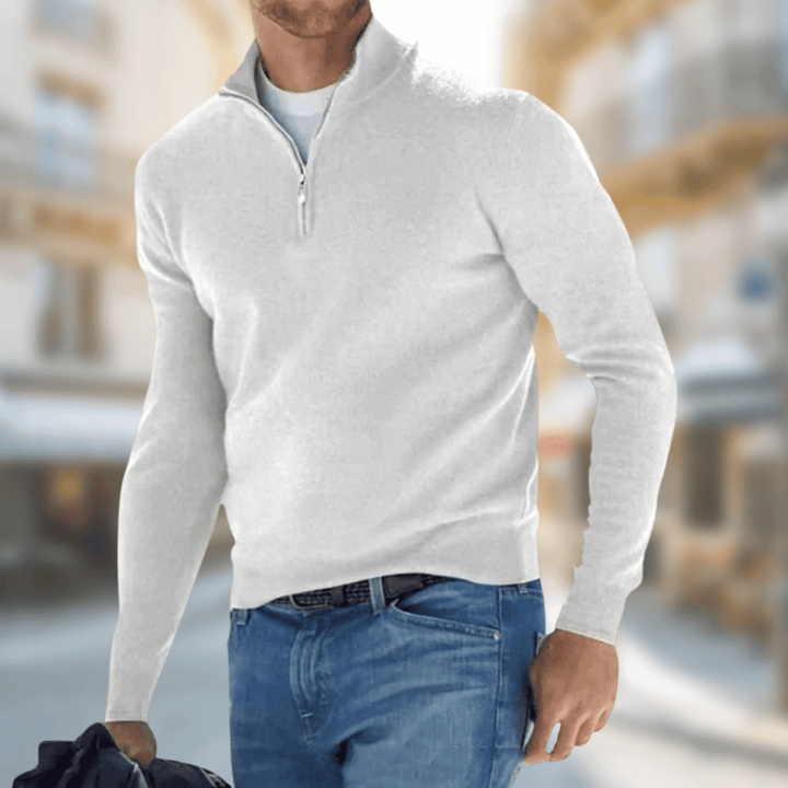 Men's Breathable Pullover for Autumn Layering in White