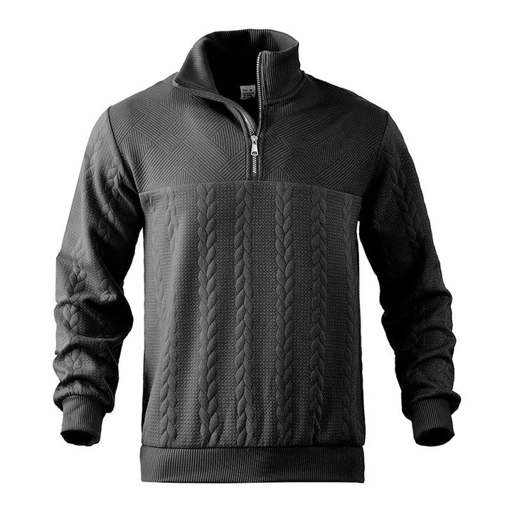 Men's Cable Knit Pullover with Quarter Zip (11)