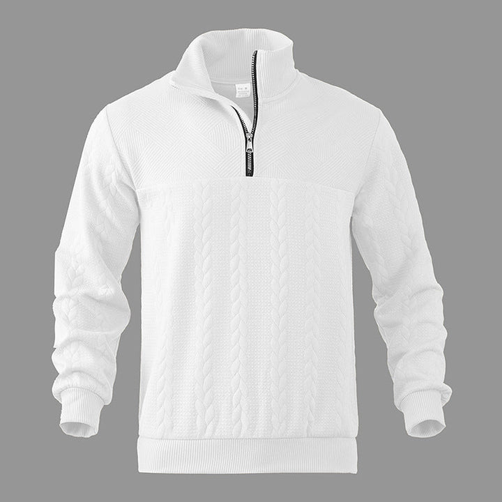 Men's Cable Knit Pullover with Quarter Zip (14)