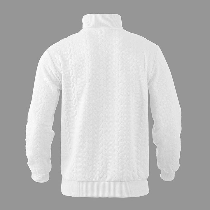Men's Cable Knit Pullover with Quarter Zip (15)