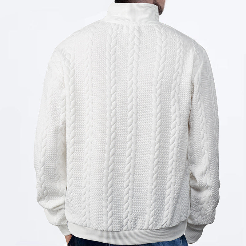 Men's Cable Knit Pullover with Quarter Zip (16)