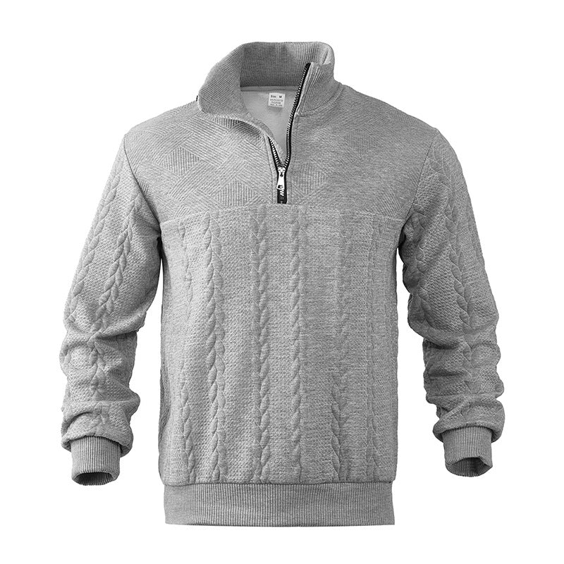 Men's Cable Knit Pullover with Quarter Zip (2)