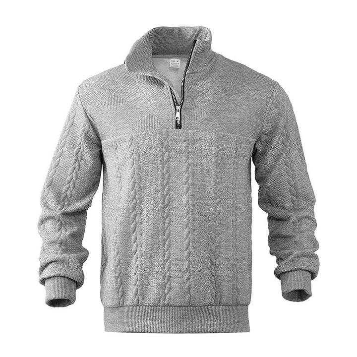 Men's Cable Knit Pullover with Quarter Zip (2)