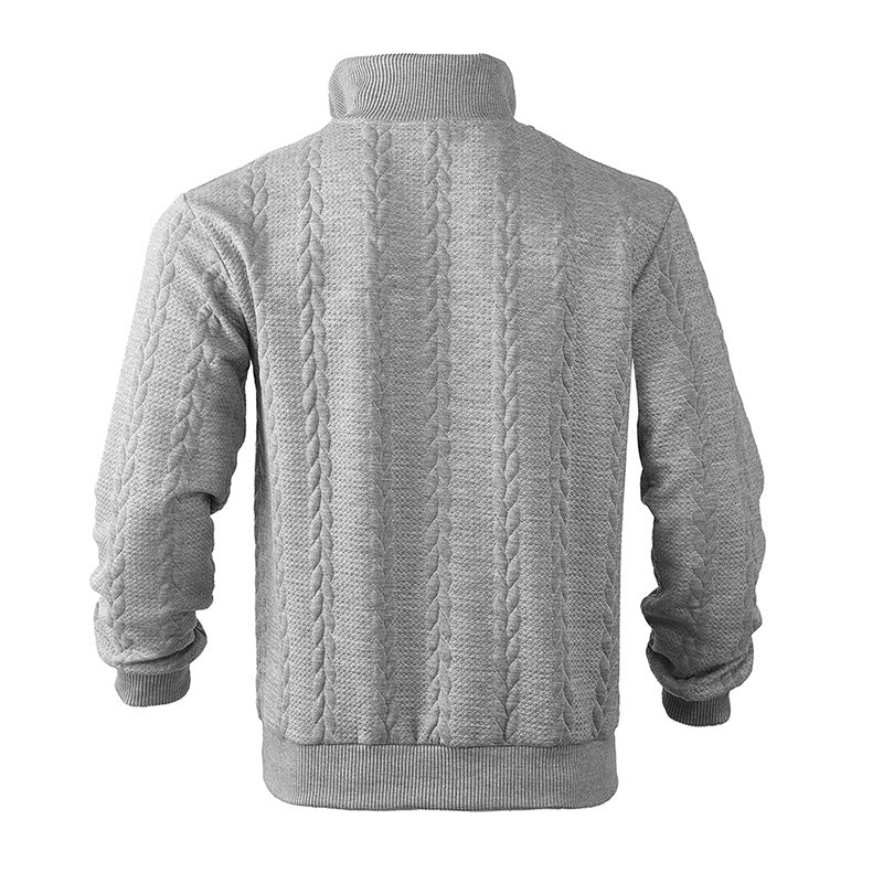 Men's Cable Knit Pullover with Quarter Zip (3)