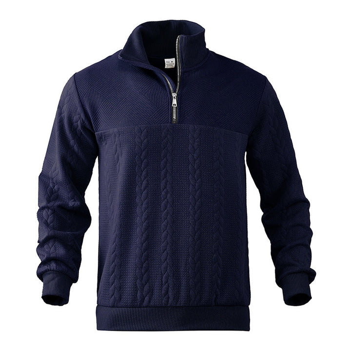 Men's Cable Knit Pullover with Quarter Zip (7)