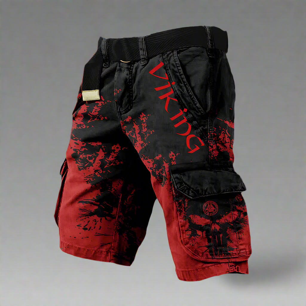 Men's Cargo Pants with Deep Pockets in Schwarz Rot