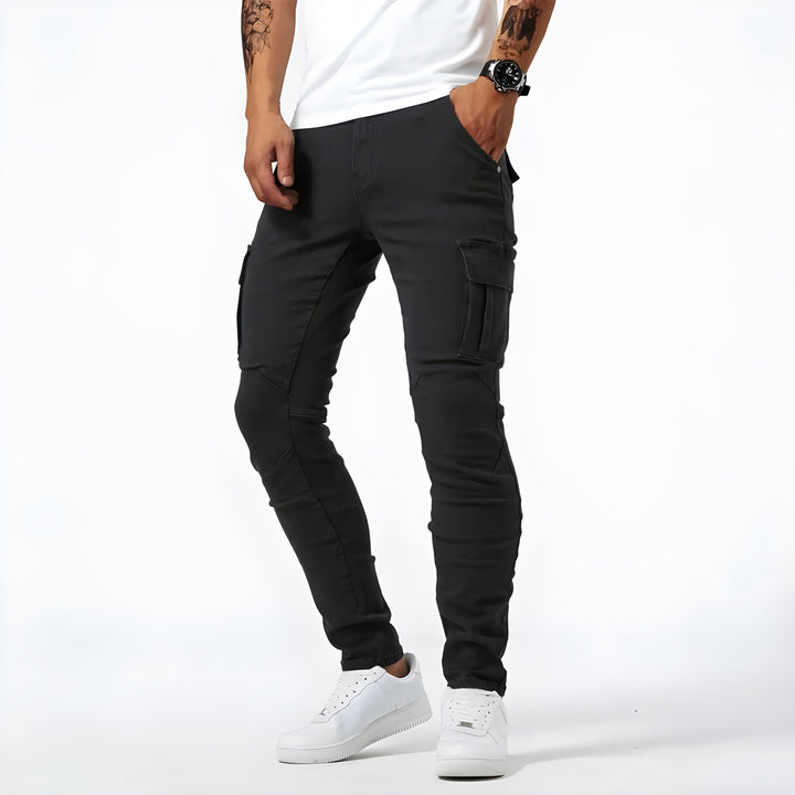 Men's Cargo Pants with Practical Multiple Pockets in Black