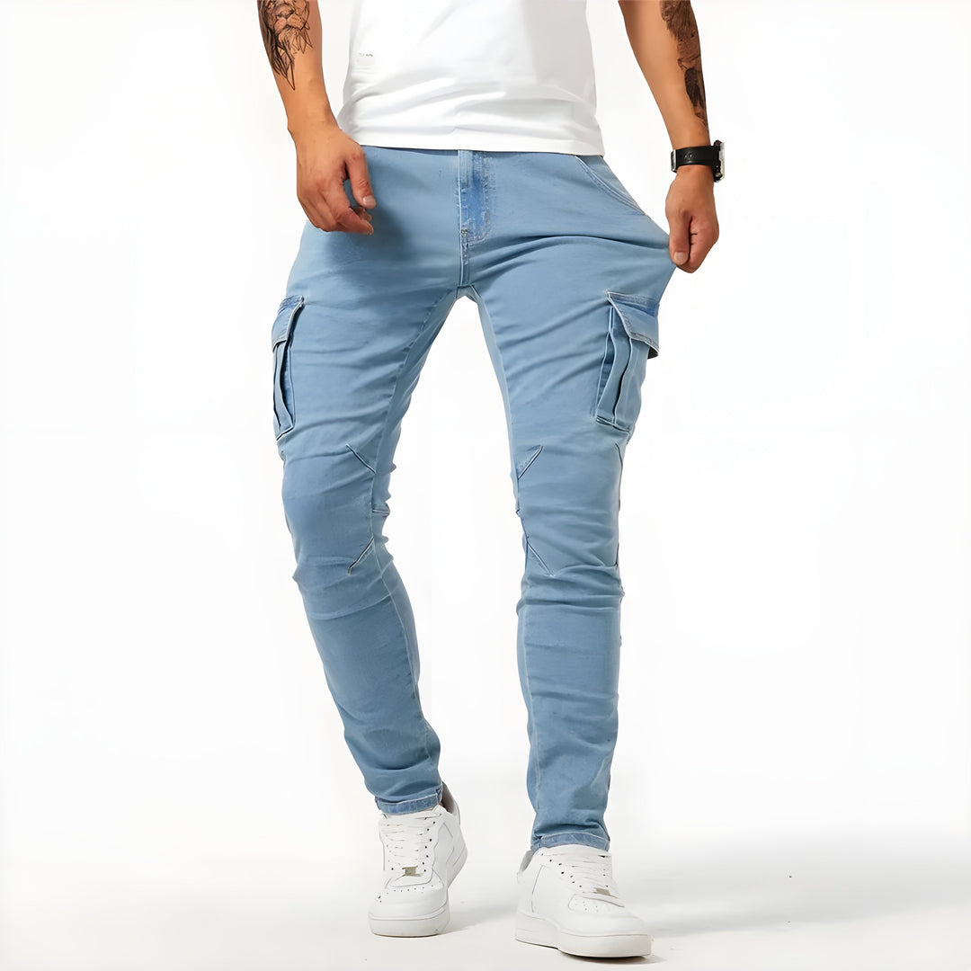 Men's Cargo Pants with Practical Multiple Pockets in Blue