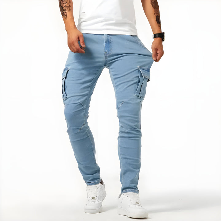 Men's Cargo Pants with Practical Multiple Pockets in Blue