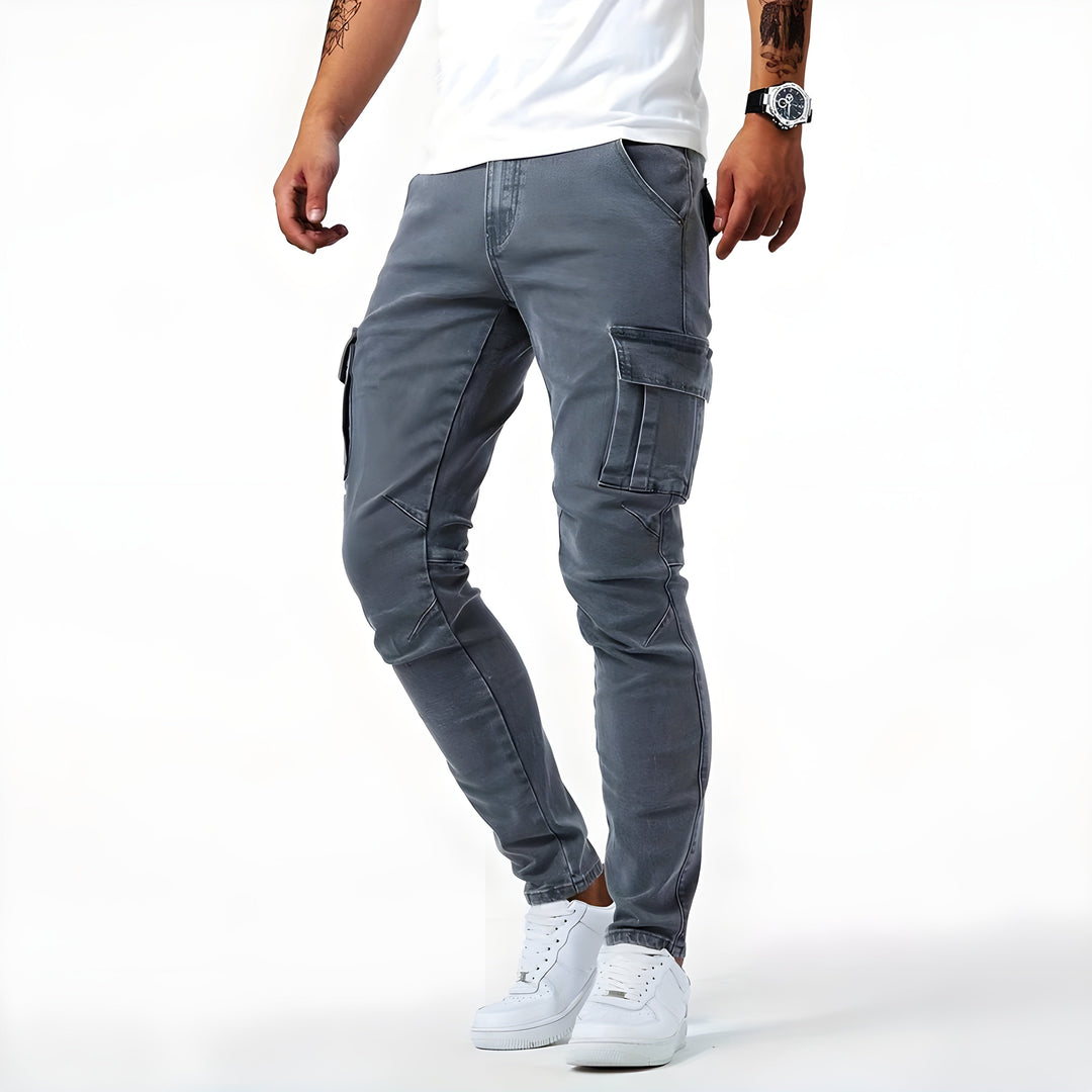 Men's Cargo Pants with Practical Multiple Pockets in Grey